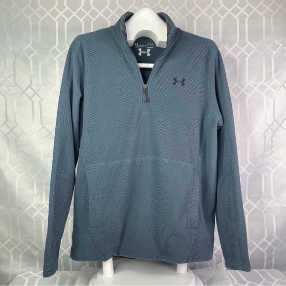 Under Armour Men's ColdGear Half-Zip Pullover Sweater Steel Blue Size Large - Picture 1 of 11